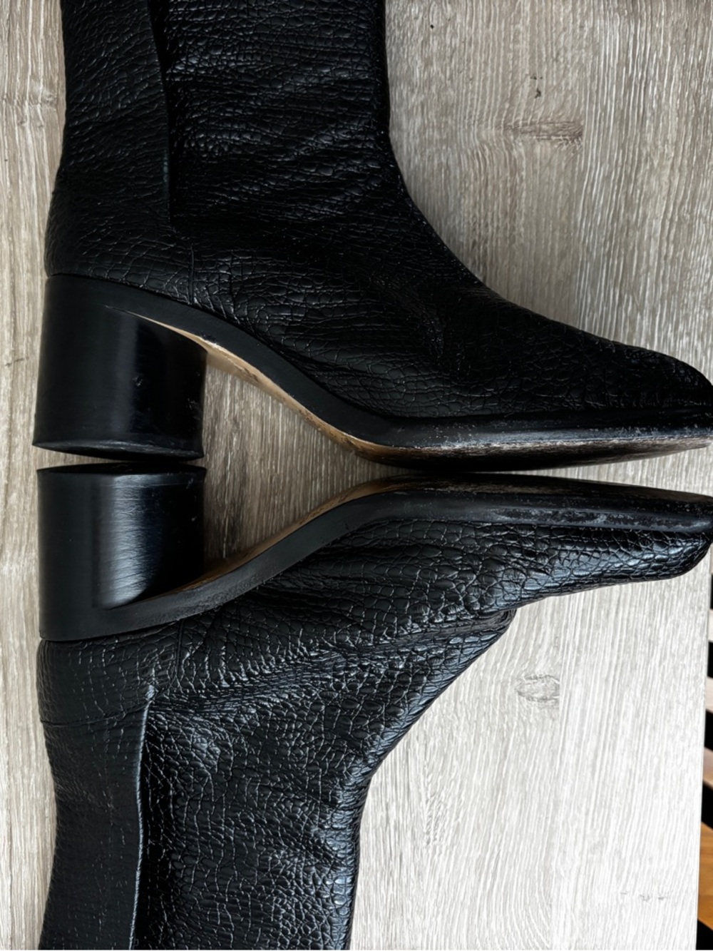 sz39 Margiela Tabi Black Textured heeled boot - Picture 10 of 12